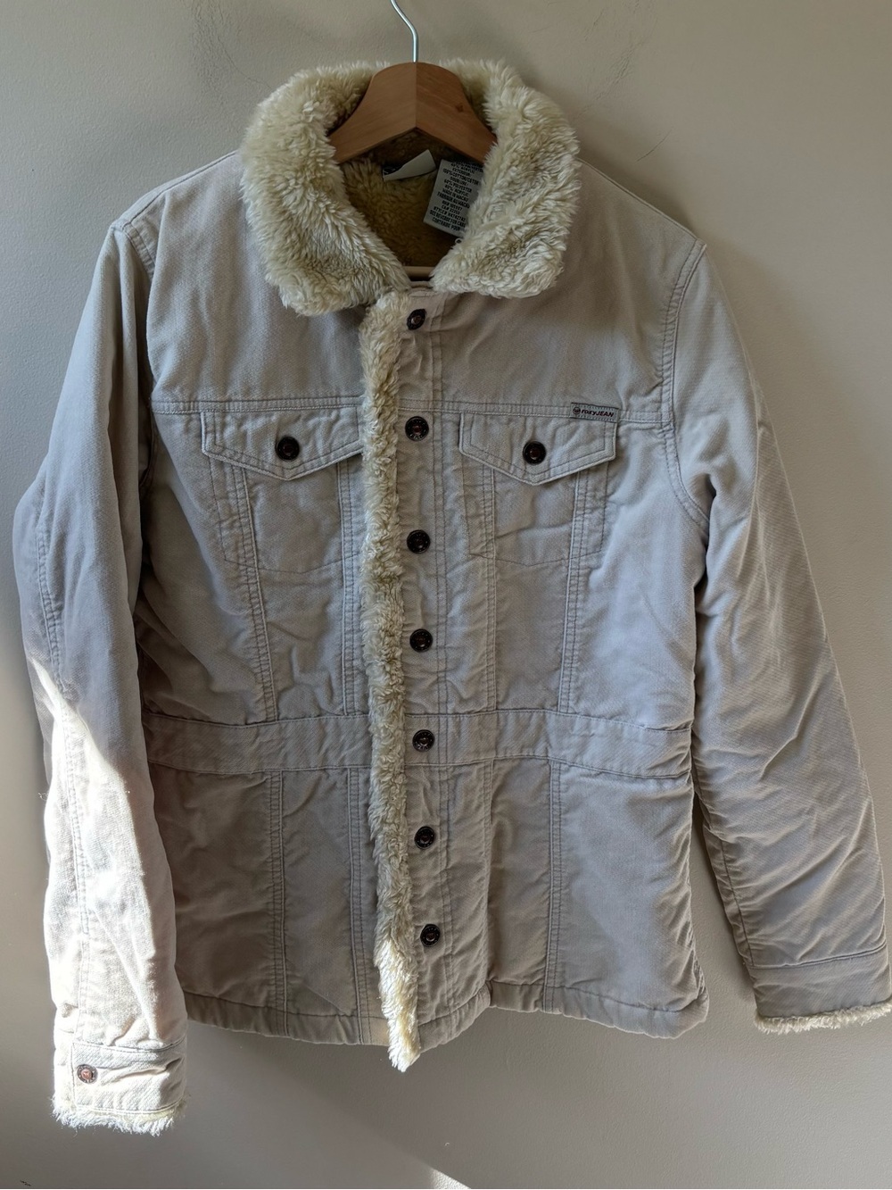 Roxy Cream Corduroy Jacket with Faux Fur